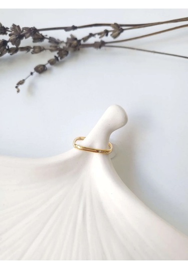 Çelik Gold Zarif İnce Yüzük Sevgiliye Hediye Altın