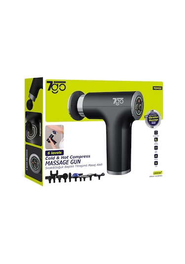7go 7gmg2 Sıcak & Soğuk Başlıklı Masaj Tabancası 10 Başlık, 6 Kademeli, 1800mah Lityum-iyon Pil Siyah