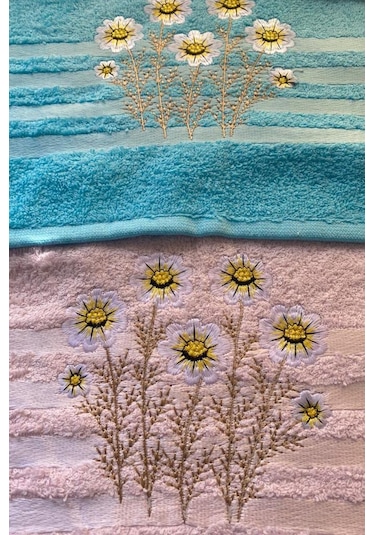 Daisy Soft 4lü Nakışlı Çeyizlik Havlu Takımı Çok Renkli