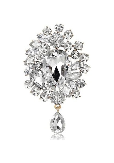 Beyaz Broş Avrupa Ve Amerikan Lüks Süper Flaş Kristal Broş