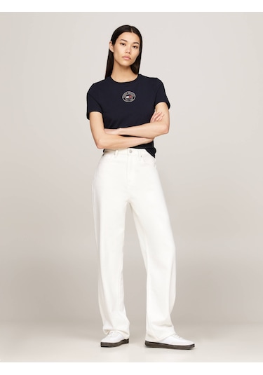 Tommy Hilfiger Kadın Logo T-shirt Lacivert-mavi