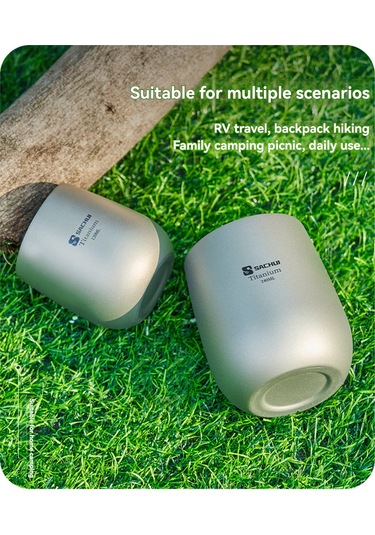 Tenfowee Titanium Çift Katlı 120ml Bardak - Tahta Yok, Taşınabilir Kamp/kahve/ofis Kullanıma Uygun, Hafif 50g Büyük Kupa Tasarımı Gümüş