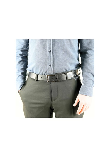 Parscraft Hakiki Manda Derisi Erkek Kemer 3.5 CM Siyah Klasik Kumaş Kemeri Siyah