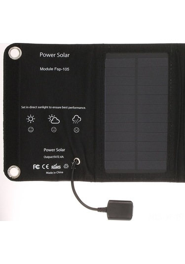 Besthome1 Siyah Çevre Dost 10w Güneş Paneli Şarj Cihazı - Taşınabilir Telefon Powerbank, Dışarıda Hızlı Şarj