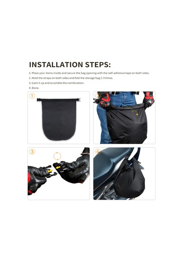 Fosenze Mb1110 Şifreli Kilitli Motosiklet Kask Çantası - Büyük Kapasiteli, Su Geçirmez, Taşınabilir Seyahat Çantası, Siyah