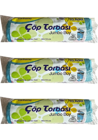 Canhome Jumbo Boy Çöp Torbası Poşeti Mavi 80 L 3 x 10'lu 210 G 80 x 110 CM