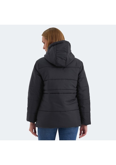 Slazenger CALLU Kadın Kapüşonlu Şişme Siyah Mont & Kaban