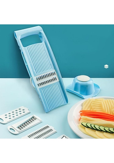 Patates Parçalama Makinesi Dilimleme Kıyıcı Sebze Doğrama Ev Mutfak Çok Fonksiyonlu Turp Kazıyıcı Kaba Planya Mavi