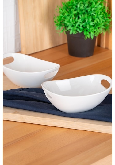 Acar Bianco Perla Oval Kulplu Kase - 16.5 Cm
