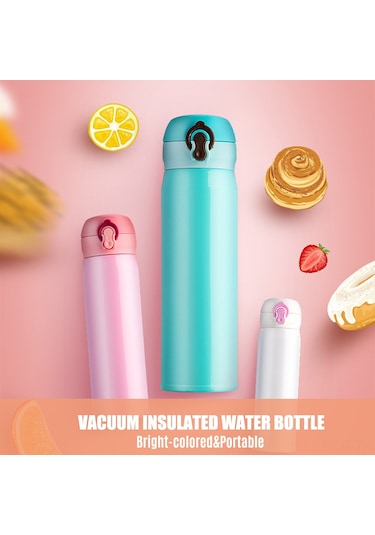 Ruicoo 500ml Mavi 304 Paslanmaz Çelik Vakumlu Bardak, 8 Kat Isı Yalıtımı Ve Damlacık Sağlama Özelliği, Tıklama Açma Kapağı İle Taşınabilir İçecek Kabı Mavi