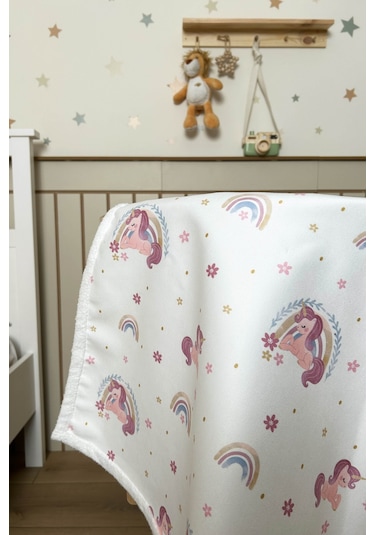 Fluffy Bebek Battaniyesi 70x100 Cm Unıcorn Desen Pembe