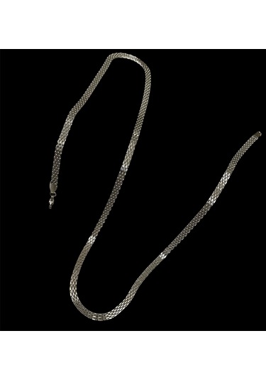 Silver Hasır Örme Çelik Zincir Erkek Kolye 65 Cm 5mm Silver