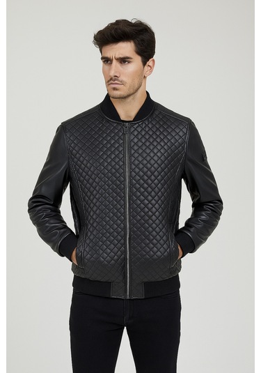 Regular Fit Baklava Desenli Erkek Mont Siyah 4527 Siyah