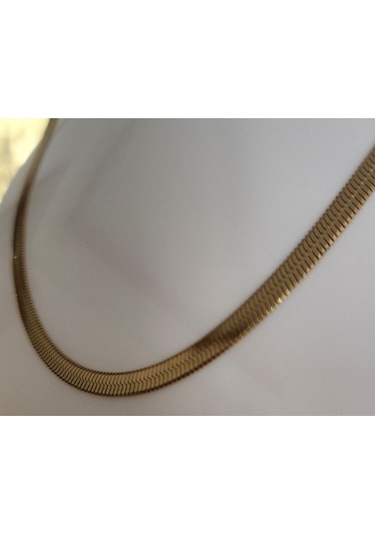 Uzel Çelik Sarı Gold İtalyan Zincir Solmaz Kararmaz Çelik Kolye Sarı