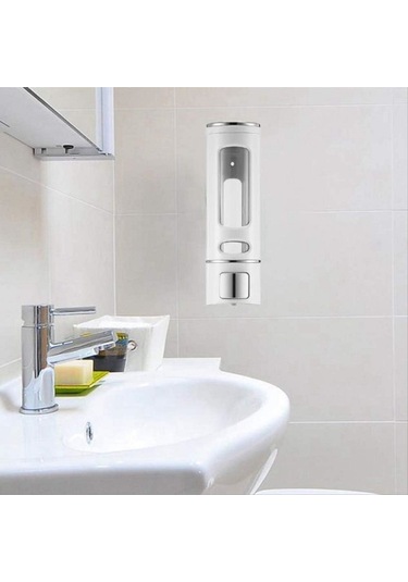 400 Ml Sabunluk Duvara Monte Şeffaf Sıvı Plastik Ve Mutfak Banyo Şişesi 1 Adet Beyaz Beyaz