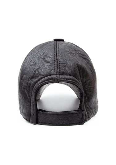 Tamer Tanca Erkek Hakiki Deri Siyah Şapka 524 1864k Sapka Sk21-22 Sıyah Siyah