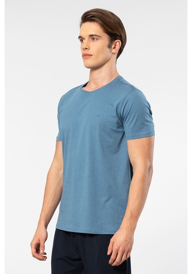 Cacharel Erkek Bisiklet Yaka T-shirt 2169/indigo İndigo