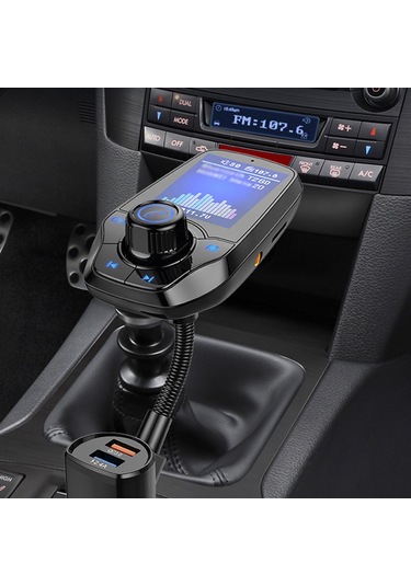 Xindoker Araç Mp3 Bluetooth Çalar, 1.8" Lcd Ekran, Qc3.0 Hızlı Şarj, Fm Transmitter, Ellerden Çıkarılmış Arama, Akü Gerilimi Tespiti, 12-24v