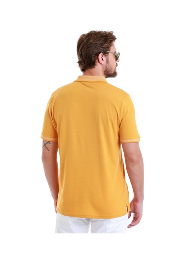 Hardal Regular Fit Düz Polo Yaka Pamuklu Tişört 35361023c007 065 Hardal