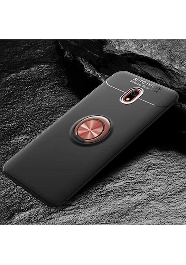 Xiaomi Redmi 8a Kılıf Zore Ravel Silikon Kapak Siyah-Rose Gold