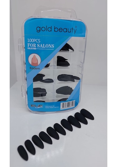 Gold Beauty Mat Siyah Takma Tırnak 100'lü