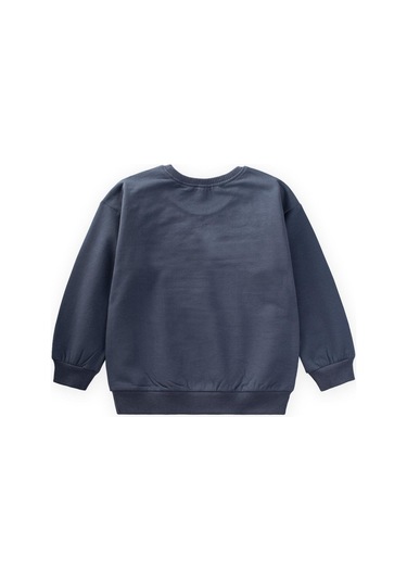 Cigit Çiçek Nakışlı Sweatshirt 2-7 Yaş Lacivert Lacivert