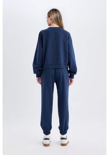 Defacto Regular Fit Normal Kalıp Basic İçi Kalın Polarlı Kadın Eşofman Takımı D8022AXNSNV241 - Lacivert