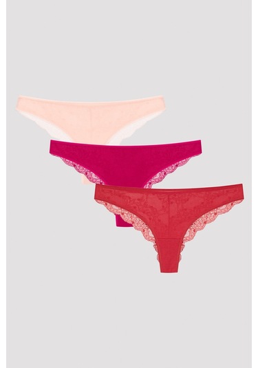 Penti Hot Summer Lacy Back 3'lü Brazilian Külot Çok Renkli