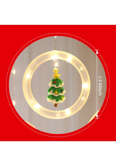 Shineyee Noel Santa Elma Kırmızı Led Perde Işıklı Süsü 3m Usb Sabit Aydınlatma Pencere Duvar Dekorasyonu