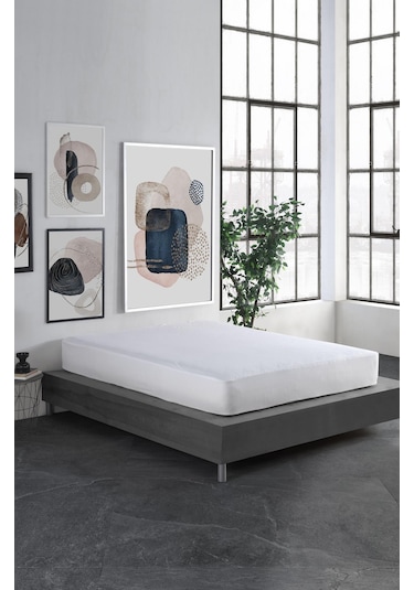 Soley Sıvı Geçirmez Fited Pamuklu Alez Tek Çift Kişilik Yatak Koruyucu Beyaz