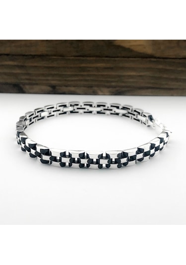 Takıhan 925 Ayar Gümüş Saat Kordonu Erkek Bileklik Gümüş