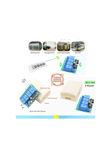 Dc 6-30v Rf Kablosuz Uzaktan Kumanda 4 Kanal 10a 433 Mhz 500m Alı