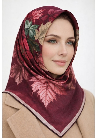Mono Scarfs Soft Pamuk Eşarp-90 X 90 -06109 Bordo