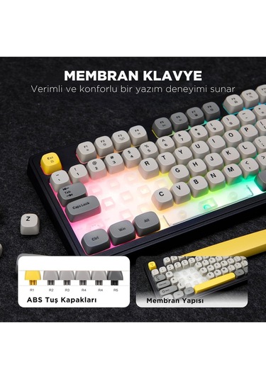 Af98 Plus Membran Oyuncu Klavyesi-4000 Mah Batarya-bluetooth 5.0/2.4g/usb-c, Rgb