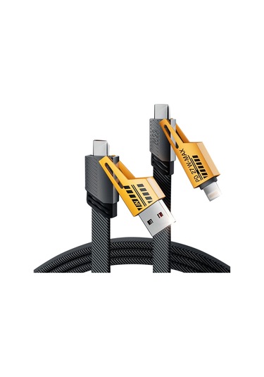 Vkemall 65w Metal Mekanik 4-ü-1 Hızlı Şarj Kablosu, Nilon Örgü, İos/type-c Uyumlu, Araçta Kullanım, 1 Metre Kutulu