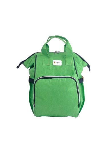 Lugami 09 Anne Bebek Bakım Sırt Çantası Biberon Termoslu Sıvı Geçirmez Yeşil