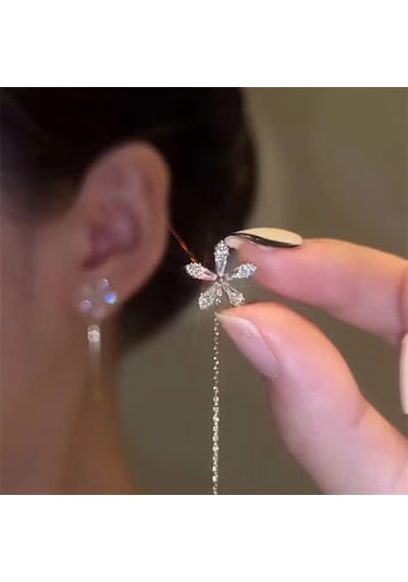 Wezone Zarif Tasarım Çiçek Desenli Uzun Tassel Küçümseme Dikişli Kolye, Moda Aksesuar, Unik Stili Yansıtan防丢 Tasarım, Toptan Satış Diğer