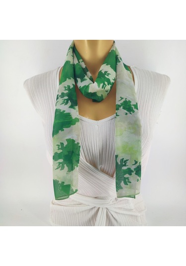 Tedz Collection Paredora Kamuflaj Yeşil Jade Uzun Fular Çok Renkli