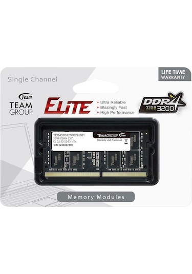 Team Elite TED432G3200C22-S01 32 GB DDR4 3200 MHz CL22 Notebook Ram