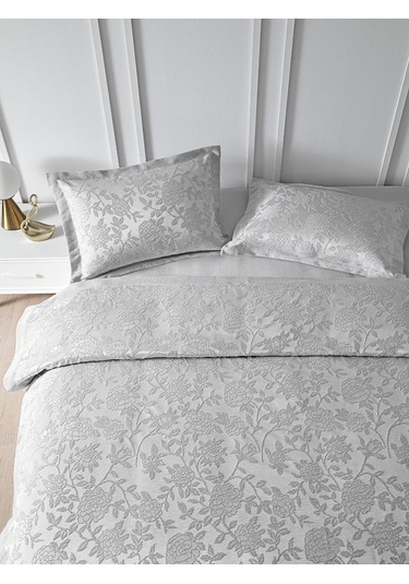Yatak Örtüsü Seti Jakarlı Estela Açık Gri