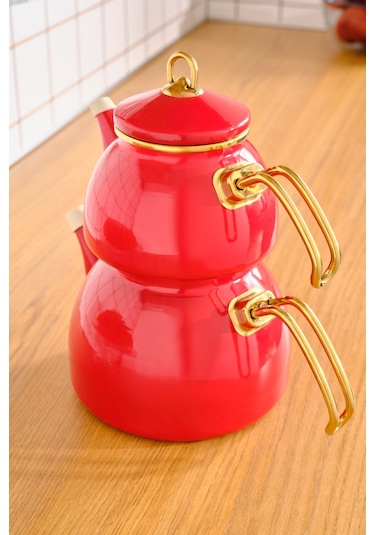 Karaca  Retro Emaye İndüksiyon Tabanlı Kırmızı Çaydanlık