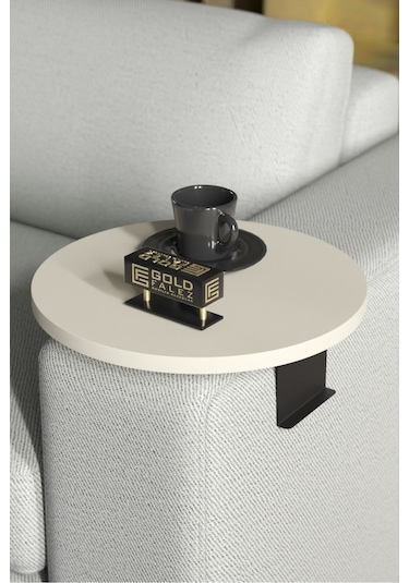 Zigon Sehpa Yan Sehpa Ayarlanabilir Tepsi Dekoratif Modern Tepsi Krem Krem