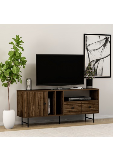 İnarch Dizayn T002 Kapaklı Çekmeceli Tv Sehpası Sandık Ceviz