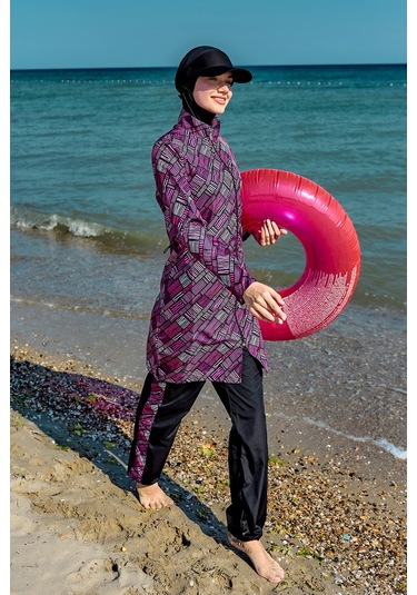 Paraşüt Tam Kapalı Tesettür Mayo Nisa R5502 Siyah