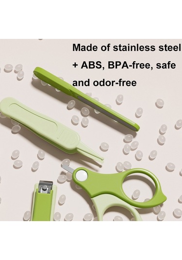 Sones 4'ü 1 Arada Bebek Tırnak Makası Seti Seyahat Taşınabilir Bebek Bakım Seti Yeşil