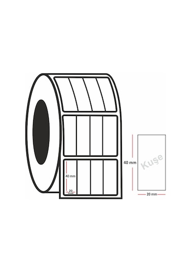 Kuşe Etiket 40X20 MM 4000'lik Rulo