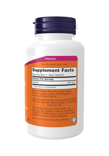 Now Foods Inositol 500 Mg, Healthy Membrane Cellular Health 100