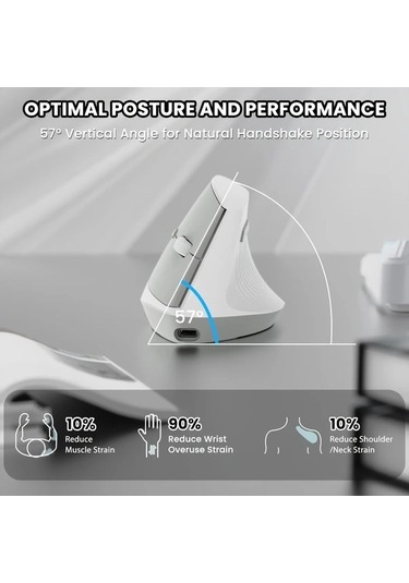 Besthome1 Ajazz I300 Ergonomik Kablosuz Fare 2.4g Bt 1600 Dpı Siyah - -