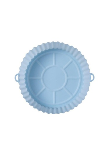 Mavi Fritöz Silikon Pot Fritözler Fırın Pişirme Tepsisi Pizza Kızarmış Tavuk Fritöz Aksesuarları Yuvarlak Tava Yeniden Kullanılabilir Mat Mavi