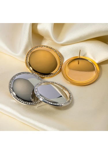 18 Ayar Altın Paslanmaz Çelik Kakmalı Elmas Cilalı Disk Küpeler Altın Kaplama Büyük Küpeler Net Ünlü Küpeler Diğer